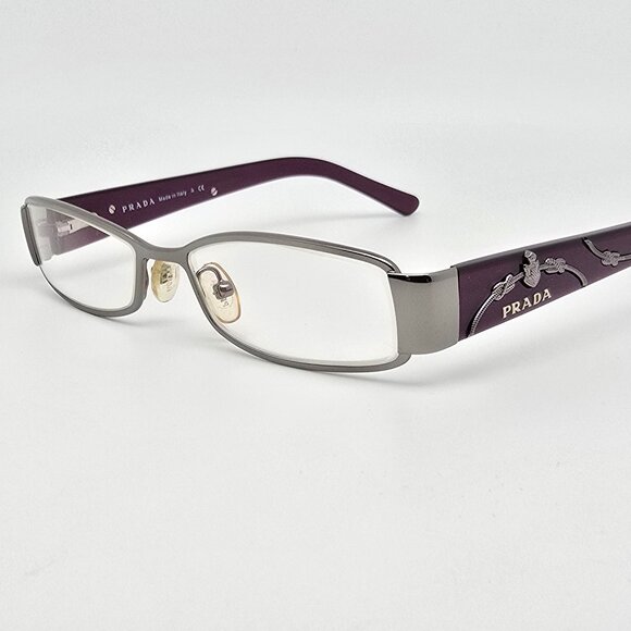 Prada VPR 58L 5AV-1O1 Gunmetal Plum Eyeglasses Frame w/ Case Italy 49-14-135 - Picture 3 of 14